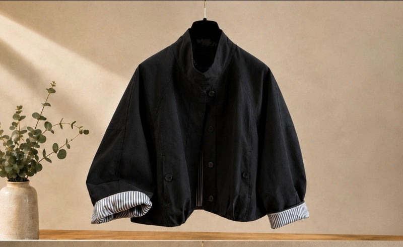 Trench oversize femme noir - vue de face