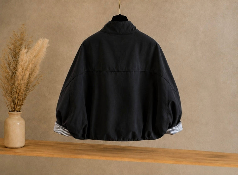 Trench oversize femme noir - vue de dos